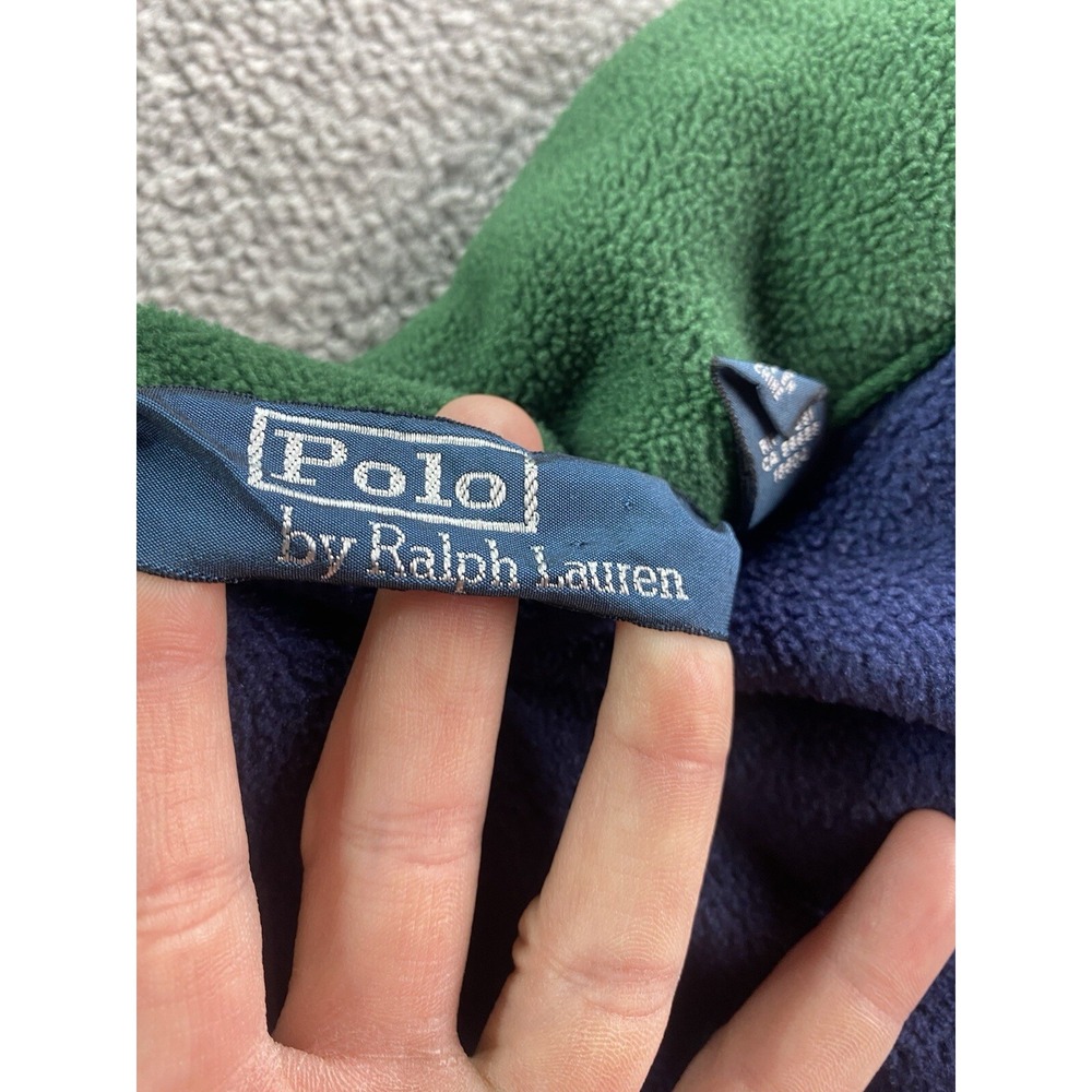 Vintage Polo Ralph Lauren Vest Mens Extra Large Tall Blue Fleece Pile Pony Logo - Picture 9 of 11